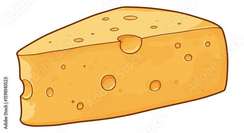 Cheese slice with holes in cartoon style