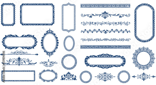Elegant collection of vintage ornate frames and decorative borders in