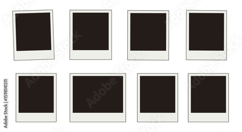 Blank instant photo frames set isolated on white background for creati