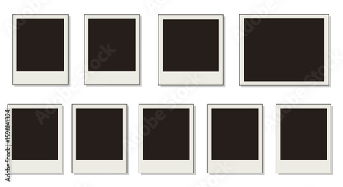 Collection of blank instant photos in various arrangements