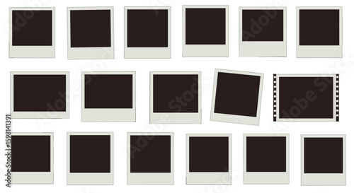 Blank retro instant photo frames collection in vintage style