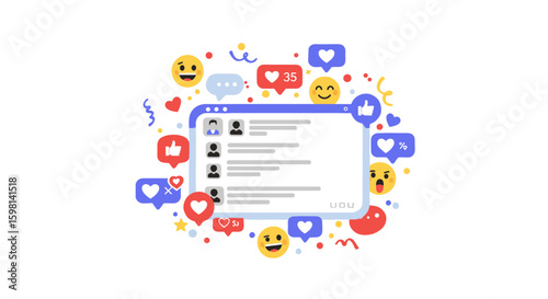 Social media engagement interface with comment and reaction icons