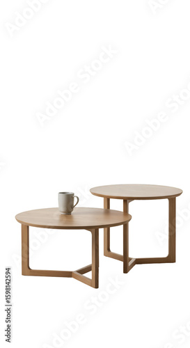 Wooden Coffee Table Illustration with Cup