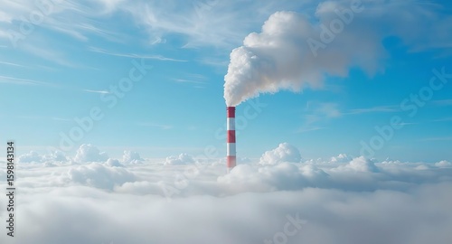 Industrial Smoke Stacks in Clear Sky