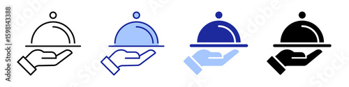 Hand holding tray icon Vector Graphic set