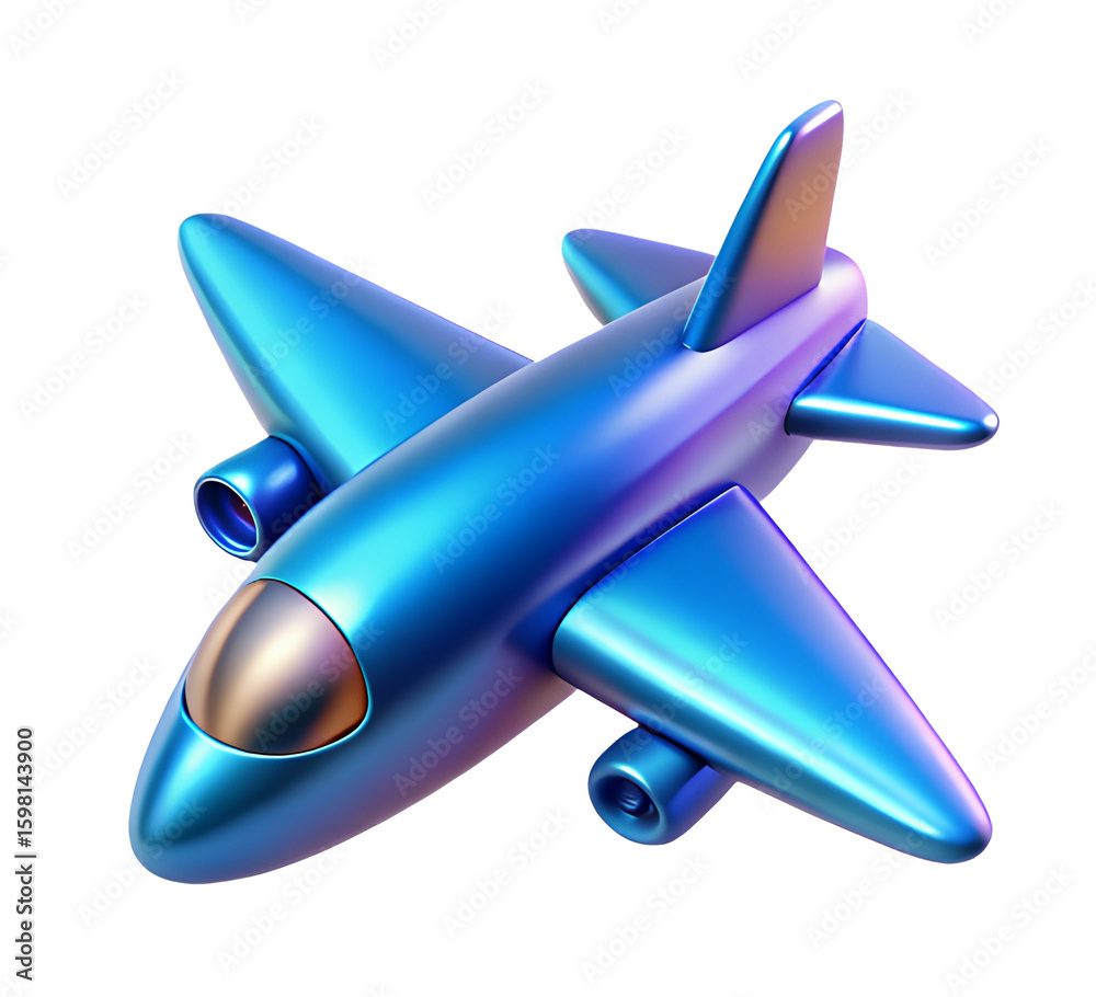 Naklejka premium 3d render illustration of isolated transparent aeroplane icon