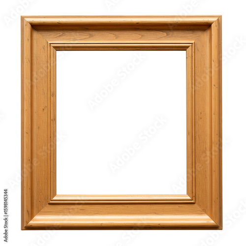 Isolated Empty Gold Square Wooden Frame