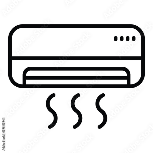 Minimalist Line Drawing Illustration of Air Conditioner Unit Icon