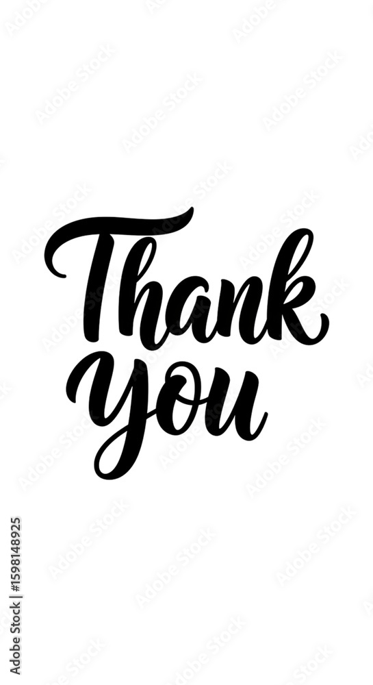 Obraz premium Thank You Illustration in Black, Elegant Script, Appreciation Concept