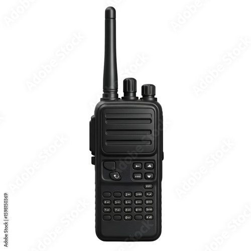 Isolated Photo Black Walkie Talkie on Transparent Background