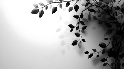 Abstract black and white leaf design.