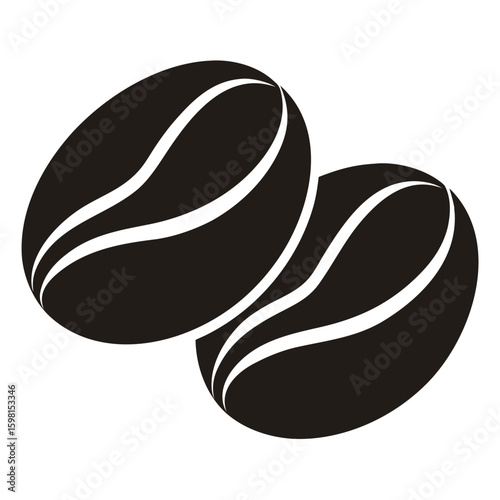 Two Roasted Coffee Beans Close Up Isolated on White Background, Detailed