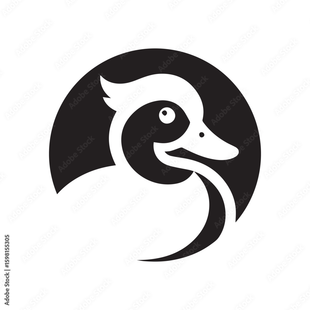 Obraz premium Minimalist Muscovy duck animal logo with white background