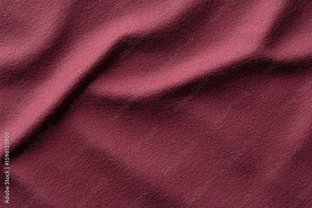 Fototapeta premium Maroon Fabric Texture, Crinkled Material Surface, Wrinkled and Draped Cloth Design