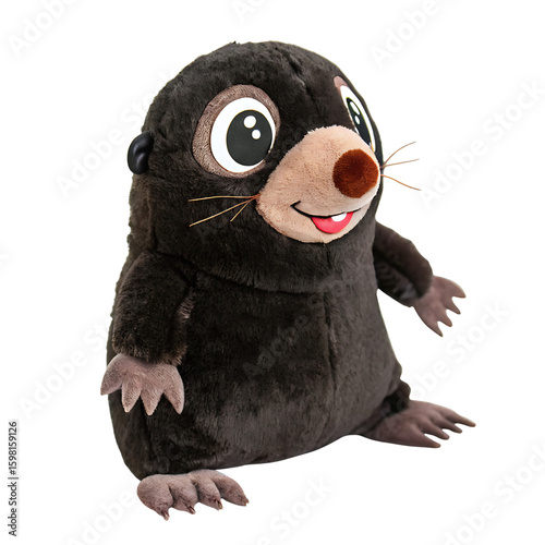 Plush mole toy with big eyes isolated on a transparent background plush toy stuffed animal