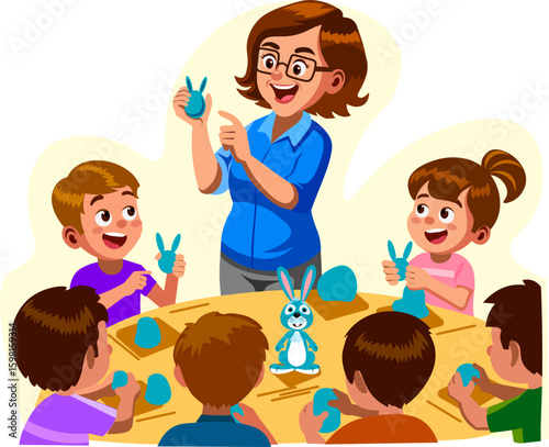 teacher and children at a modeling lesson