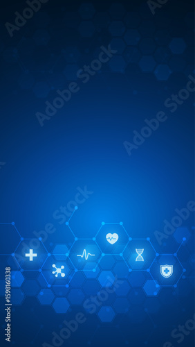 Abstract medical background. Medical design with concept and idea for healthcare technology. Healthcare Medical Background. Healthcare Symbols.