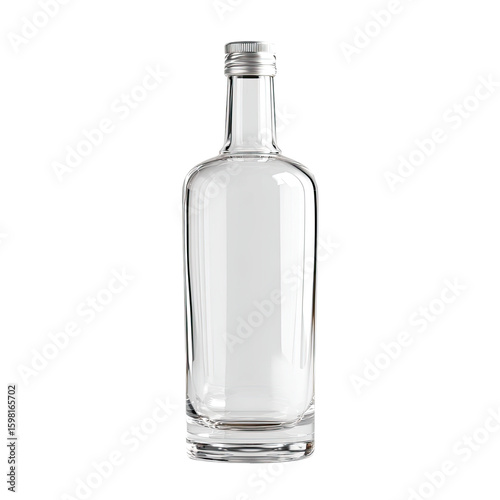 Clear glass bottle with a metallic cap