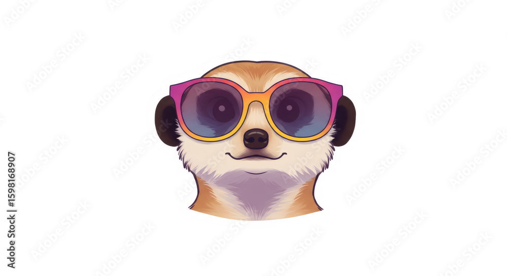 Fototapeta premium Pixel Art Meerkat Wearing Colorful Sunglasses