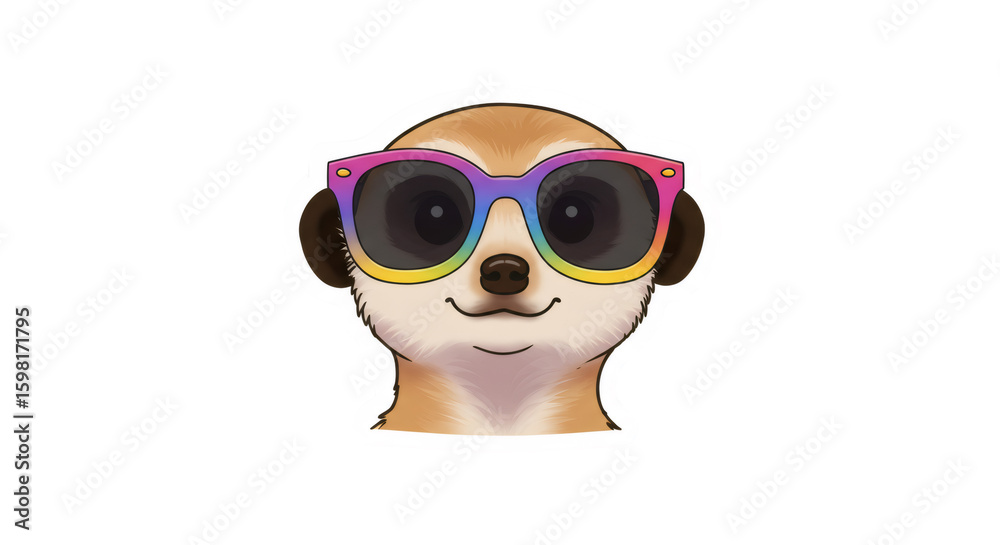 Fototapeta premium Playful Pixel Art Meerkat Wearing Rainbow Sunglasses