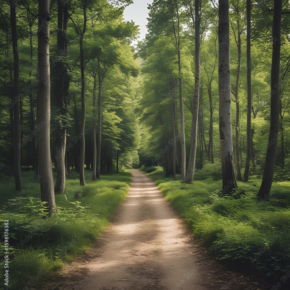 Obraz premium Walk path through the wood and forest