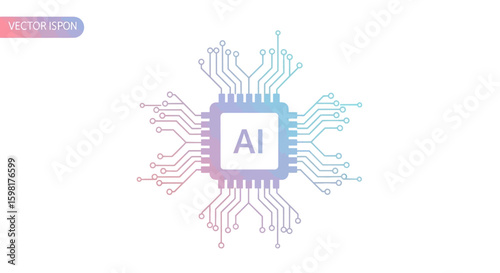 AI microchip circuit board, digital intelligence, technological innovation, gradient design.