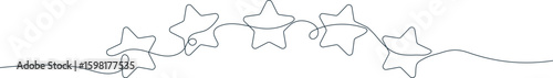 Five stars drawn in one continuous line. Minimal and modern vector illustration, perfect for ratings, reviews, and quality concepts.