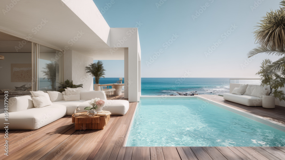 Fototapeta premium Luxury Cozy Villa with Private Pool and Natural Surroundings