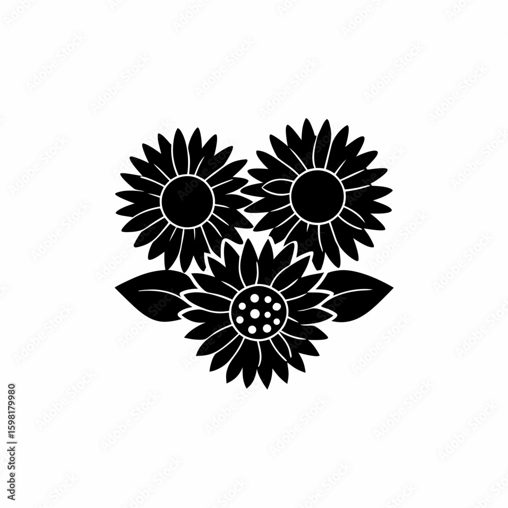 Fototapeta premium creative Sunflowers Icon vector silhouette illustration isolated on white background