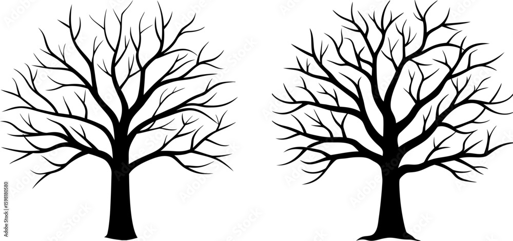 Fototapeta premium Black scary tree vector, scary tree art, scary tree vector art design, Vector of scary tree art, scary tree isolated