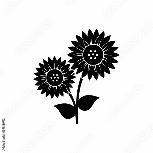 creative Sunflowers Icon vector silhouette illustration isolated on white background