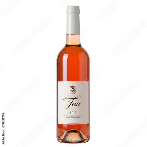 Isolated Photo Rose Wine Bottle on White Background