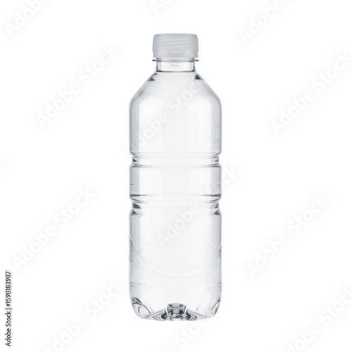 Isolated Photo Realistic Clear Empty Water Bottle Against Transparent Background