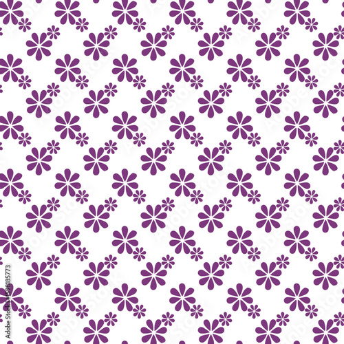 Purple Floral Pattern on White Background With Repeating Design