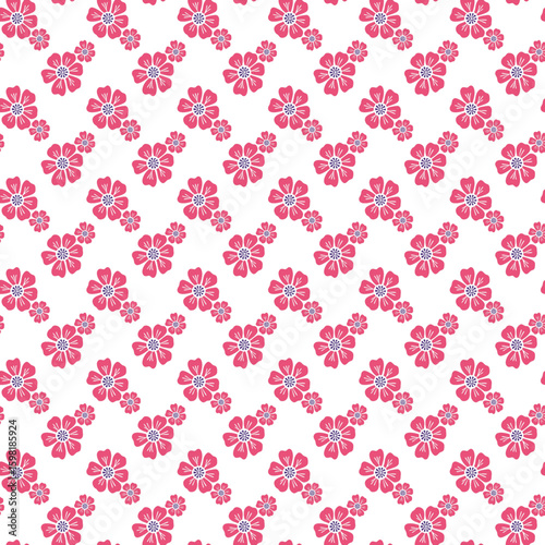 Seamless Floral Pattern Featuring Pink Flowers on a White Background.