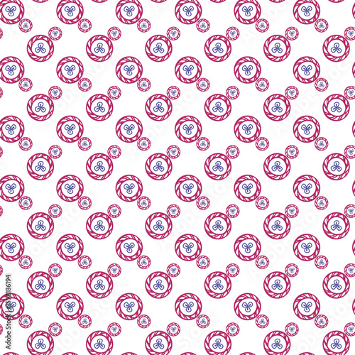 Seamless Pattern Featuring Colorful Circular Floral and Nature-inspired Motifs