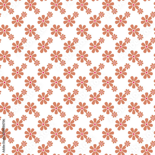 Seamless Red Floral Pattern with Modern Geometric Design on White Background
