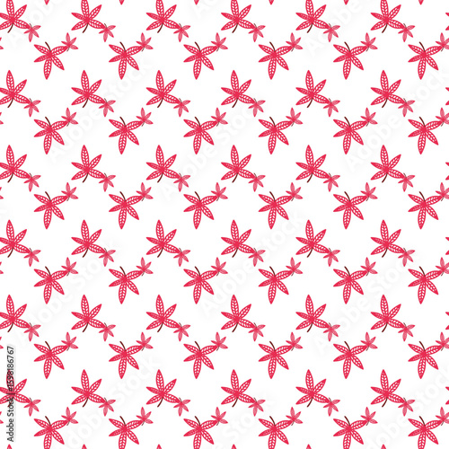 Seamless Red Floral Pattern with White Background for Decorative Designs