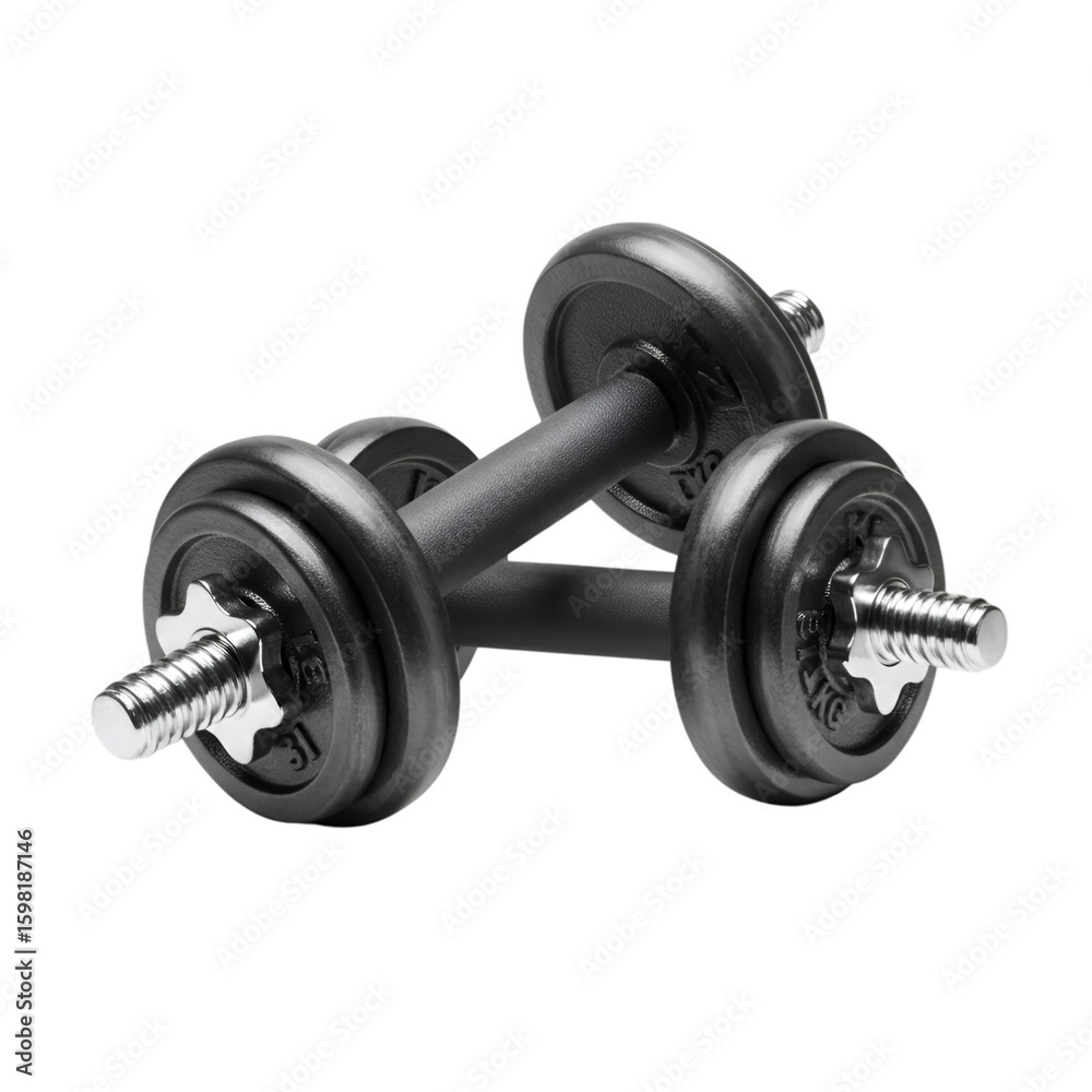 Naklejka premium Isolated Photo Two Black Dumbbells Fitness