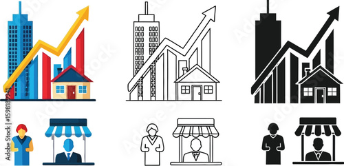 Asset portfolio diversification strategy and growth investment planning financial management vector design