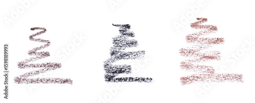 Different eyebrow pencil strokes isolated on white, above view