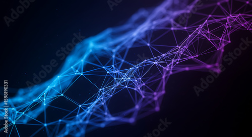 Futuristic digital lines forming a neural network pattern in blue and purple, evoking technology and connectivity