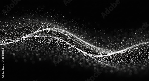 Organic abstract composition of dots and waves in monochrome palette, ideal for branding and editorial layout