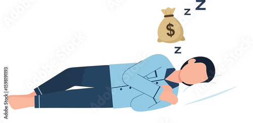 A person sleeping soundly, dreaming of wealth, symbolizing the importance of rest for success.