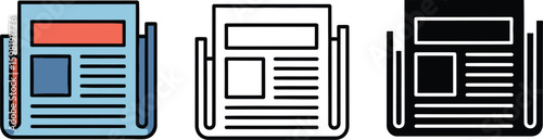 Newspaper icon vector illustration news media concept daily information publication print media editorial 100