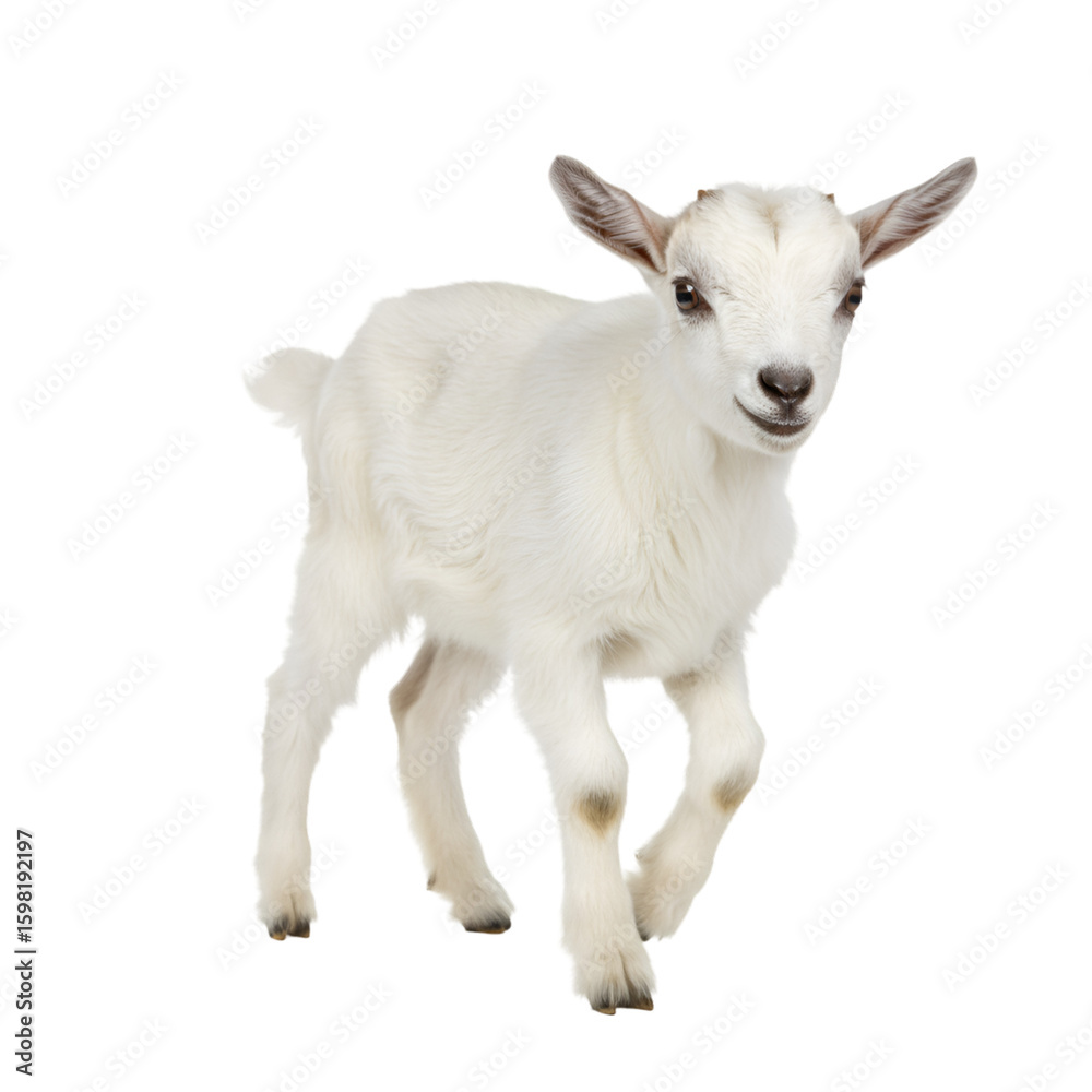 Obraz premium Isolated Photo of Young White Goat Kid