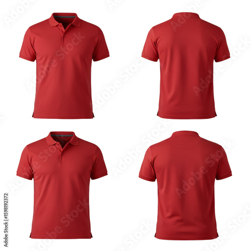 Isolated Red Polo Shirt Mockup on Transparent Background
