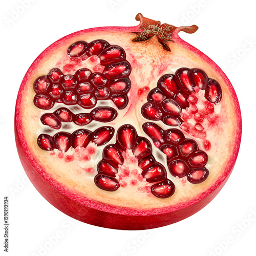 Isolated Pomegranate Half on Transparent Background
