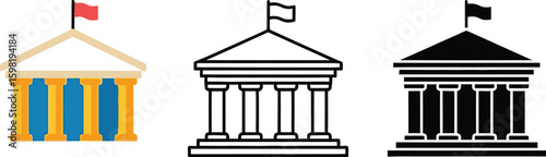 Government building icon set vector illustration courthouse bank building symbol vector design style