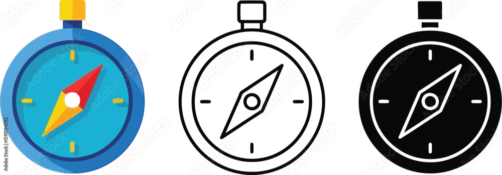Find your way compass vector illustration navigation tool direction guide travel adventure equipment  100